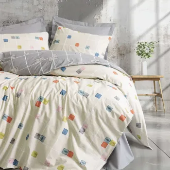 Lenjerie de pat dubla Super King (FR), L'essentiel Maison, Evo, Gri imagine