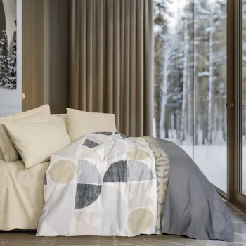 Lenjerie de pat dubla Super King (FR), L'essentiel Maison, Formo, Bej imagine