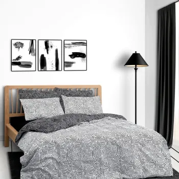 Lenjerie de pat dubla Super King (FR), L'essentiel Maison, Maze, Negru imagine