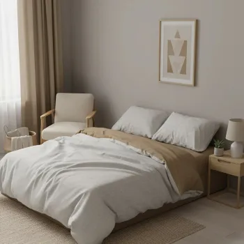 Lenjerie de pat dubla Super King (FR), L'essentiel Maison, Moil Kombin, Bej imagine