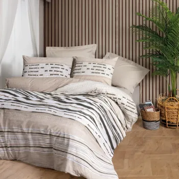 Lenjerie de pat dubla Super King (FR), L'essentiel Maison, Perry, Bej imagine