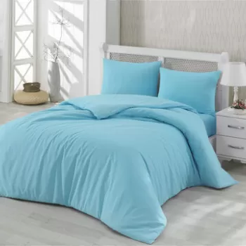Lenjerie de pat dubla Super King (FR), Turquoise, Patik, Bumbac Ranforce imagine