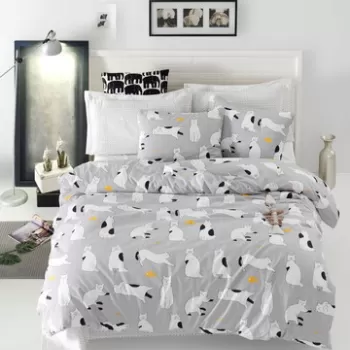 Lenjerie de pat dubla Super King (US) (ES), Liana - Grey, Mijolnir, Bumbac Ranforce imagine