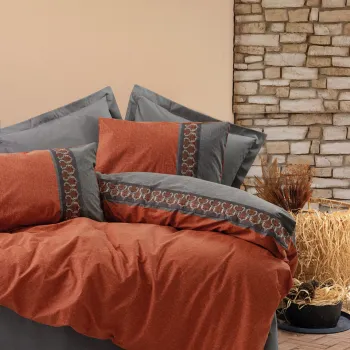 Lenjerie de pat dubla, Tamaya - Tile Red, Cotton Box, Bumbac Ranforce imagine