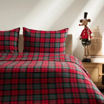 Lenjerie de pat dubla Tartan, Homla, 3 piese, 160x200 cm, bumbac, multicolor imagine