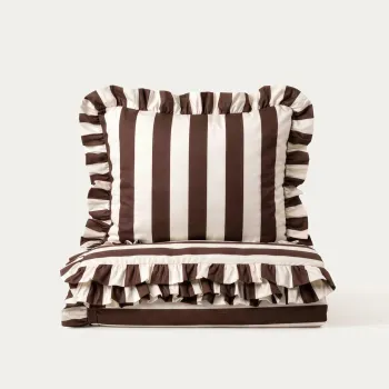 Lenjerie de pat dubla Tiffany, Homla, 160x200 cm, 3 piese, microfibra din poliester, maro/ecru imagine