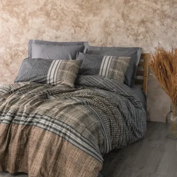 Lenjerie de pat dubla, Timbre - Anthracite, Cotton Box, Bumbac Ranforce imagine