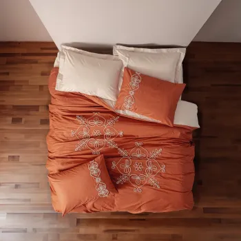 Lenjerie de pat dubla, Tiva - Beige, Cotton Box, Bumbac Ranforce imagine