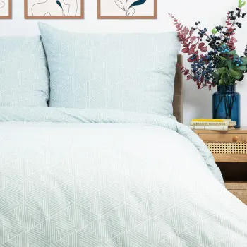 Lenjerie de pat dubla Trian, Homla, 3 piese, 160x200 cm, microfibra din poliester, albastru/alb imagine