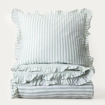 Lenjerie de pat dubla Trudy, Homla, 160x200 cm, 3 piese, bumbac, verde fistic/alb imagine