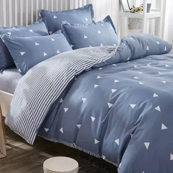 Lenjerie de pat dubla, Ucgen - Blue, Eponj Home, 65% bumbac/35% poliester imagine