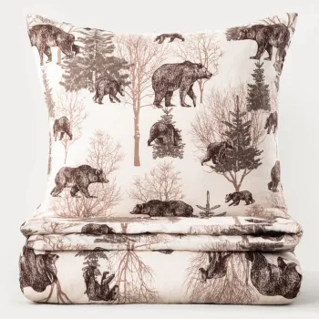 Lenjerie de pat dubla Urso, Homla, 3 piese, 160x200 cm, bumbac, multicolor imagine