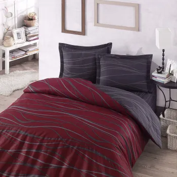 Lenjerie de pat dubla, Verda - Claret Red, EnLora Home, 65% bumbac/35% poliester imagine