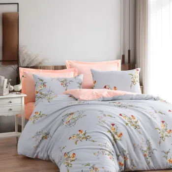 Lenjerie de pat dubla, Vintage - Ice Blue, EnLora Home, 65% bumbac/35% poliester imagine