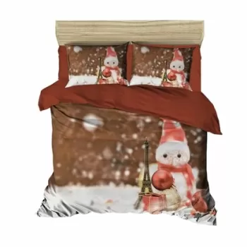 Lenjerie de pat dubla Xmas-402, Pearl Home, 3 piese, amestec bumbac, multicolor imagine