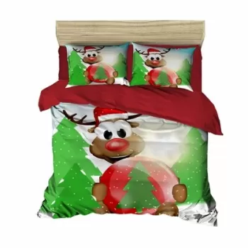 Lenjerie de pat dubla Xmas-412, Pearl Home, 3 piese, amestec bumbac, multicolor imagine