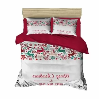 Lenjerie de pat dubla Xmas-426, Pearl Home, 3 piese, amestec bumbac, multicolor imagine