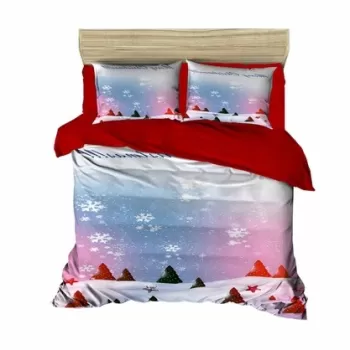 Lenjerie de pat dubla Xmas-439, Pearl Home, 3 piese, amestec bumbac, multicolor imagine