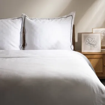 Lenjerie de pat Esperin, Homla, 160x200 cm, bumbac satinat, alb/negru imagine