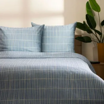 Lenjerie de pat Grila, Homla, 160x200 cm, bumbac, albastru imagine