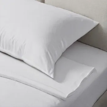 Lenjerie de pat Hotel Line, pentru o persoana, 140x200 cm, bumbac 100%, satin, 300 TC, alb imagine