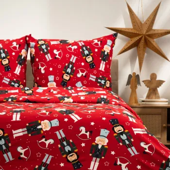 Lenjerie de pat King Size, Aitona, Homla, 3 piese, 200x220 cm, microfibra din poliester, rosu imagine