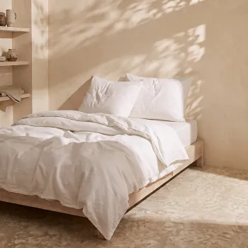 Lenjerie de pat King Size, Avelia, Homla, 200x220 cm, 3 piese, bumbac/poliester/vascoza, ecru imagine
