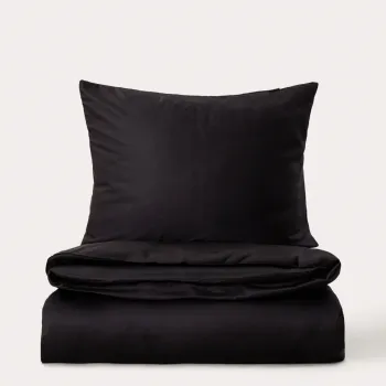 Lenjerie de pat King Size, Bamsa, Homla, 200x220 cm, 3 piese, satin de bambus, negru imagine