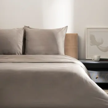 Lenjerie de pat King Size, Bamsa, Homla, 3 piese, 200x220 cm, bumbac/bambus, gri imagine