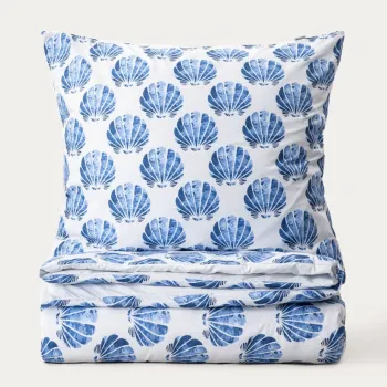 Lenjerie de pat King Size, EC Pearla, Homla, 200x220 cm, 3 piese, microfibra din poliester, albastru/alb imagine