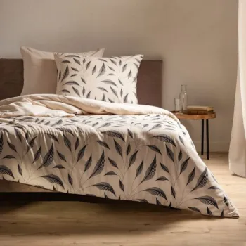 Lenjerie de pat King Size, Felicity, Homla, 3 piese, 200x220 cm, microfibra din poliester, bej/negru imagine