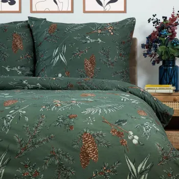 Lenjerie de pat King Size, Foret, Homla, 3 piese, 200x220 cm, microfibra din poliester, verde imagine