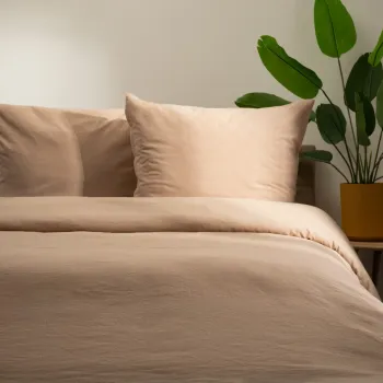 Lenjerie de pat King Size, Gossy, Homla, 3 piese, 200x220 cm, bumbac, bej imagine