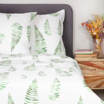 Lenjerie de pat King Size, Herve, Homla, 3 piese, 200x220 cm, microfibra din poliester, alb/verde imagine