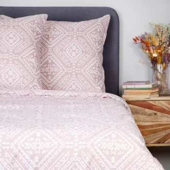 Lenjerie de pat King Size, Lille, Homla, 3 piese, 200x220 cm, microfibra din poliester, roz imagine