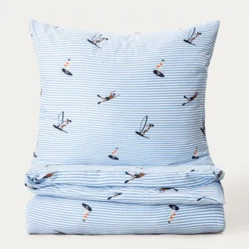 Lenjerie de pat King Size, Mare, Homla, 200x220 cm, 3 piese, microfibra din poliester, albastru imagine