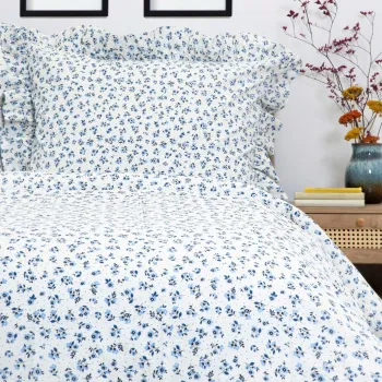 Lenjerie de pat King Size, Melanie, Homla, 200x220 cm, 3 piese, bumbac, alb/albastru imagine