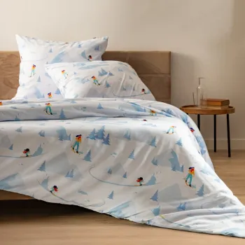 Lenjerie de pat King Size Merriment, Homla, 3 piese, 200x220 cm, microfibra din poliester, alb/albastru imagine