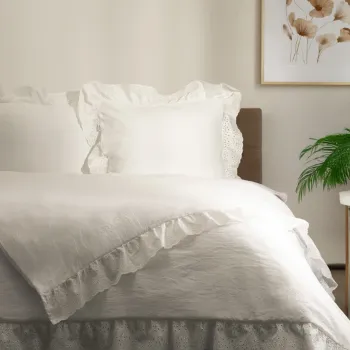 Lenjerie de pat King Size, Morain, Homla, 3 piese, 200x220 cm, microfibra din poliester, alb imagine