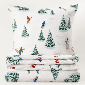 Lenjerie de pat King Size, Skiers, Homla, 3 piese, 200x220 cm, microfibra din poliester, multicolor imagine