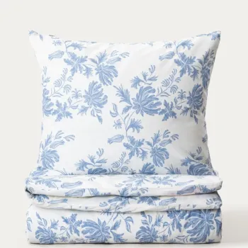 Lenjerie de pat King Size, Taleia, Homla, 200x220 cm, 3 piese, bumbac, alb/albastru imagine