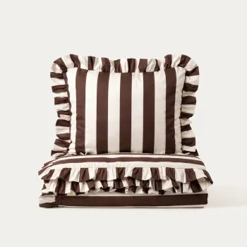 Lenjerie de pat King Size, Tiffany, Homla, 200x220 cm, 3 piese, microfibra din poliester, maro/ecru imagine