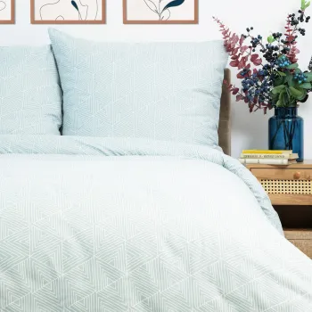 Lenjerie de pat King Size, Trian, Homla, 3 piese, 200x220 cm, microfibra din poliester, albastru/alb imagine