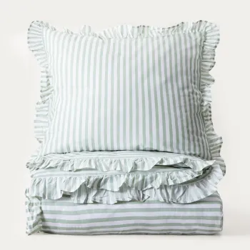 Lenjerie de pat King Size, Trudy, Homla, 200x220 cm, 3 piese, bumbac, verde fistic/alb imagine