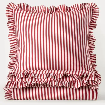 Lenjerie de pat King Size, Trudy, Homla, 3 piese, 200x220 cm, bumbac, rosu/alb imagine