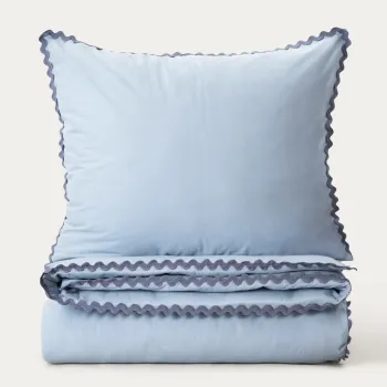 Lenjerie de pat King Size, Vela, Homla, 200x220 cm, 3 piese, bumbac, albastru imagine