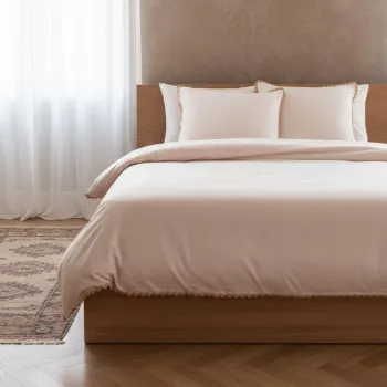 Lenjerie de pat King Size, Vela, Homla, 200x220 cm, 3 piese, bumbac, bej imagine