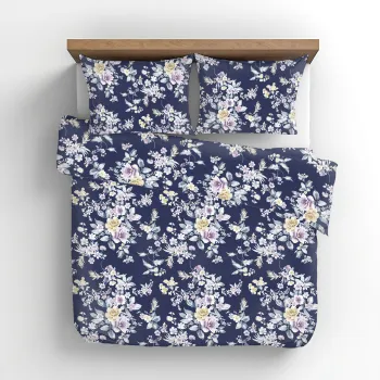 Lenjerie de pat pentru 2 persoane, Flower Decor, Bedora, 6 piese, 200x220, microfibra, multicolor imagine