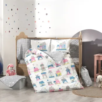 Lenjerie de pat pentru copii 4 piese, Felix - Pink, Hobby, Bumbac Poplin imagine