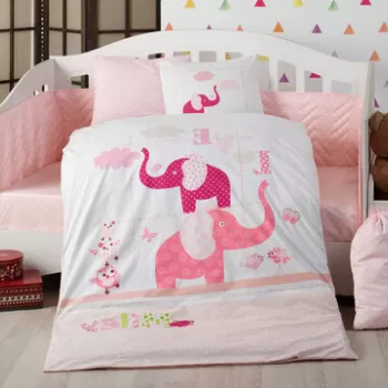 Lenjerie de pat pentru copii 4 piese, Preety - Pink, Hobby, Bumbac Poplin imagine